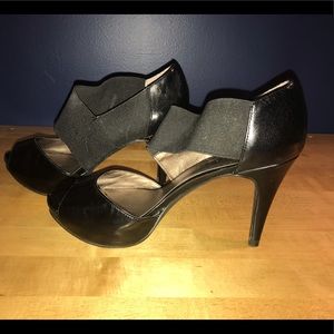 Open toe leather heels